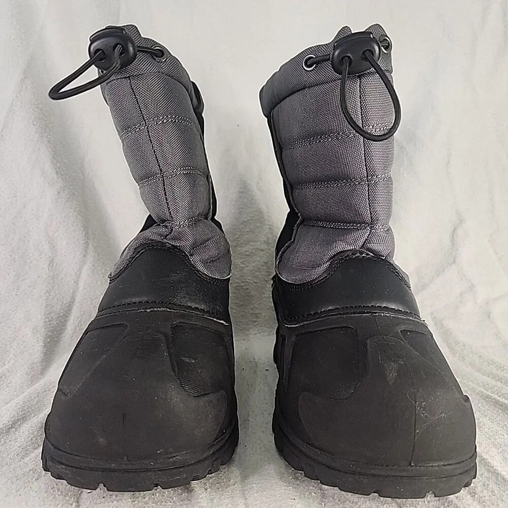 Boots Kid 3 Itasca Insulated Waterproof Canvas & Rubber Winter Snow Grey & Black